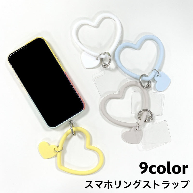 リングストラップ スマホ ブレスレット ストラップホルダー リストストラップ 手首 落下防止 シリコン ハート 可愛い 携帯 ケースに挟むだけ
