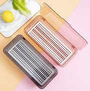 カトラリーケース 整理ボックス 収納ボックス 蓋付き 水切り板付き キッチン用品 箸入れ 長方形 クリア 半透明 無地 シンプル スプーン フォーク 小物入れ 収納 整理整頓 キッチン雑貨