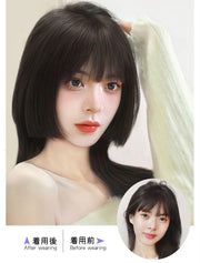 部分かつら 部分ウィッグ レディース 女性 かつら ウィッグ 姫カット 姫髪 ぱっつん 黒 茶色 付け毛 パッチン留め 普段使い コスプレ
