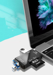 多機能カードリーダー 3口 PC用アクセサリー Type-C SDカード USBメモリ MicroSD Type-B MicroUSB対応 ブラック ホワイト