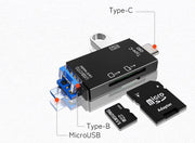 多機能カードリーダー 3口 PC用アクセサリー Type-C SDカード USBメモリ MicroSD Type-B MicroUSB対応 ブラック ホワイト