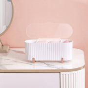 小物入れ 収納ボックス コスメボックス コスメケース 化粧品ケース プラスチック製 収納 蓋付き 仕切り 透明カバー 美容雑貨 コットン 綿棒 シンプル 可愛い