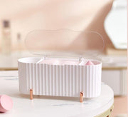 小物入れ 収納ボックス コスメボックス コスメケース 化粧品ケース プラスチック製 収納 蓋付き 仕切り 透明カバー 美容雑貨 コットン 綿棒 シンプル 可愛い