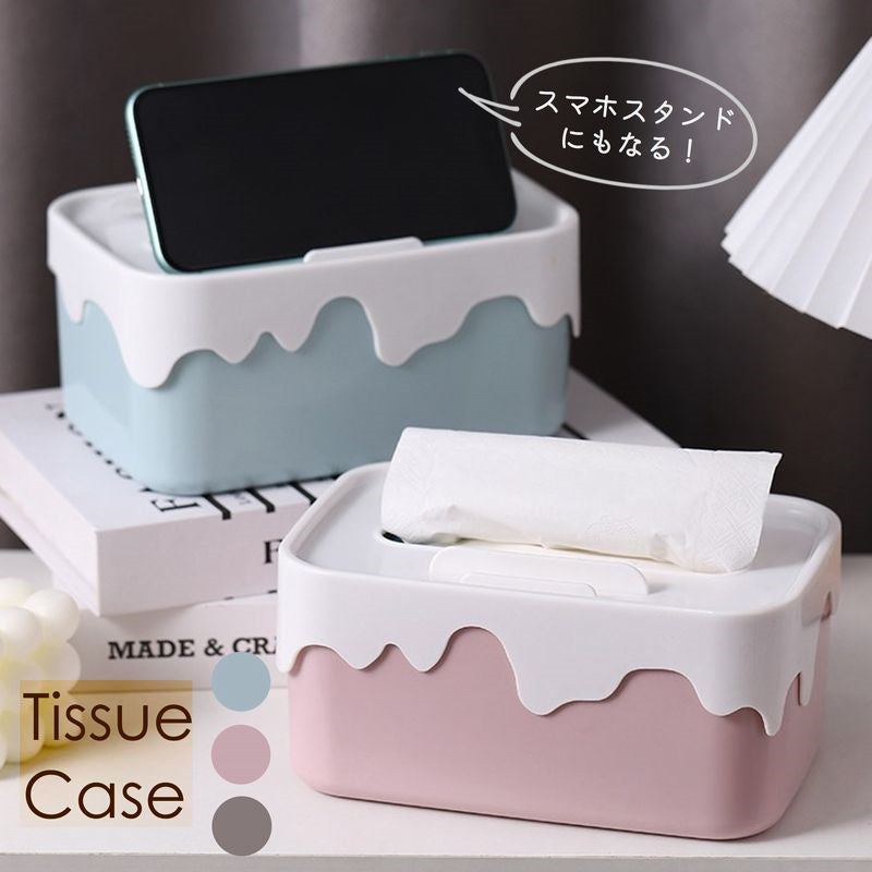 ティッシュケース ティッシュボックス ペーパーホルダー スマホスタンド アイスクリーム リビング キッチン トイレ 洗面所 食卓 生活雑貨 インテリア
