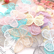レースモチーフ レースパーツ 刺繍 5枚セット 素材 手芸用品 飾り素材 ハンドクラフト 裁縫材料 アクセサリー パーツ 資材 クラフト 蝶 チョウ バタフライ ハンドメイド レース ワッペン 布パーツ 布ステッカー 透け感 シアー シースルー かわいい 華奢 キュート ガーリー おしゃれ アクセント 目印 黄 ピンク 青 紫 白 灰 緑 茶