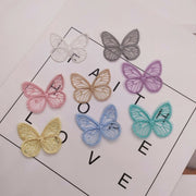 レースモチーフ レースパーツ 刺繍 5枚セット 素材 手芸用品 飾り素材 ハンドクラフト 裁縫材料 アクセサリー パーツ 資材 クラフト 蝶 チョウ バタフライ ハンドメイド レース ワッペン 布パーツ 布ステッカー 透け感 シアー シースルー かわいい 華奢 キュート ガーリー おしゃれ アクセント 目印 黄 ピンク 青 紫 白 灰 緑 茶