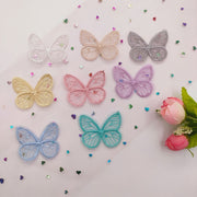レースモチーフ レースパーツ 刺繍 5枚セット 素材 手芸用品 飾り素材 ハンドクラフト 裁縫材料 アクセサリー パーツ 資材 クラフト 蝶 チョウ バタフライ ハンドメイド レース ワッペン 布パーツ 布ステッカー 透け感 シアー シースルー かわいい 華奢 キュート ガーリー おしゃれ アクセント 目印 黄 ピンク 青 紫 白 灰 緑 茶