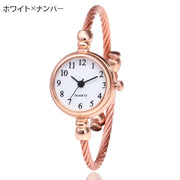 腕時計 リストウォッチ ラウンド 丸型 レディース 女性 秒針 アナログ ブレスレット風 バングル風 ワイヤーバンド シンプル きれいめ 上品 お洒落 大人可愛い おでかけ 普段使い ファッション小物 プレゼント ギフト 婦人