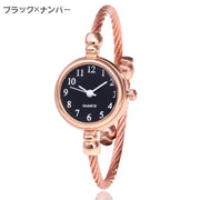 腕時計 リストウォッチ ラウンド 丸型 レディース 女性 秒針 アナログ ブレスレット風 バングル風 ワイヤーバンド シンプル きれいめ 上品 お洒落 大人可愛い おでかけ 普段使い ファッション小物 プレゼント ギフト 婦人