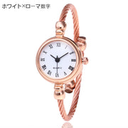 腕時計 リストウォッチ ラウンド 丸型 レディース 女性 秒針 アナログ ブレスレット風 バングル風 ワイヤーバンド シンプル きれいめ 上品 お洒落 大人可愛い おでかけ 普段使い ファッション小物 プレゼント ギフト 婦人
