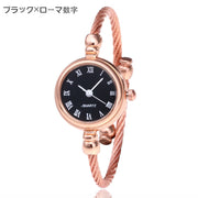 腕時計 リストウォッチ ラウンド 丸型 レディース 女性 秒針 アナログ ブレスレット風 バングル風 ワイヤーバンド シンプル きれいめ 上品 お洒落 大人可愛い おでかけ 普段使い ファッション小物 プレゼント ギフト 婦人