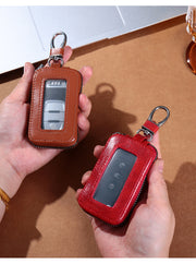 キーケース スマートキーケース メンズ レディース 男女兼用 カー用品 カギケース 鍵ホルダー 窓付き PUレザー ファスナー カラナビ付き 高級感 上品