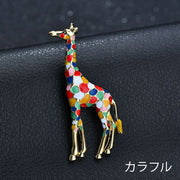 ラペルピン ブローチ レディース アクセサリー スーツアクセサリー キリン型 カラフル おしゃれ レトロカラー 女性用