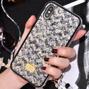 iPhoneケース 13 12 スマホケース キラキラ グリッター ラインストーン アイフォンカバー 傷防止 背面保護 ゴージャス ブラック ローズ ゴールドカラー