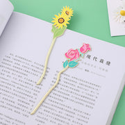 しおり 栞 ブックマーク ブックマーカー 金属製 文房具 文具 雑貨 フラワー 花 ひまわり 向日葵 スズラン ユリ 百合 バラ ローズ かわいい おしゃれ きれいめ プレゼント ギフト 贈り物 金色 黄 白 ピンク 緑