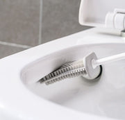トイレブラシ 2in1 ケース付き 掃除ブラシ シリコン製 引き出し付き 排水 壁付け可 床置き 円柱型 ソフト 柔らかい 傷つけにくい バイカラー トイレ用品 掃除用具 シンプル スッキリ 省スペース