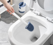 トイレブラシ 2in1 ケース付き 掃除ブラシ シリコン製 引き出し付き 排水 壁付け可 床置き 円柱型 ソフト 柔らかい 傷つけにくい バイカラー トイレ用品 掃除用具 シンプル スッキリ 省スペース