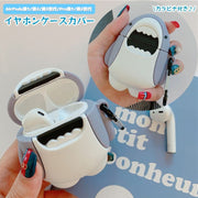 イヤホンケースカバー AirPods用 AirPodsPro用 第1 第2 第3世代 サメ 保護ケース カラビナフック付き 落下防止 イヤフォン イヤホン用アクセサリー 吊り下げ シリコン おしゃれ かわいい ユニーク 雑貨