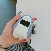 イヤホンケースカバー AirPods用 AirPodsPro用 第1 第2 第3世代 サメ 保護ケース カラビナフック付き 落下防止 イヤフォン イヤホン用アクセサリー 吊り下げ シリコン おしゃれ かわいい ユニーク 雑貨