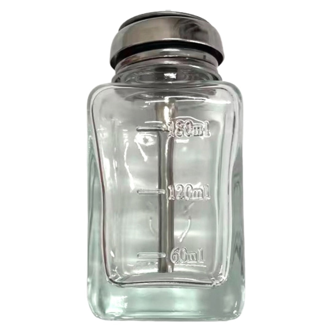 ガラスディスペンサー ネイルリムーバー入れ 180ml 120ml 詰め替え容器 ガラス製 プッシュ式 ボトル ポンプ 溶剤 除光液 消毒液 アセトン ネイル用品 ネイルケア ネイルオフ クリーナー