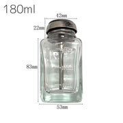 ガラスディスペンサー ネイルリムーバー入れ 180ml 120ml 詰め替え容器 ガラス製 プッシュ式 ボトル ポンプ 溶剤 除光液 消毒液 アセトン ネイル用品 ネイルケア ネイルオフ クリーナー