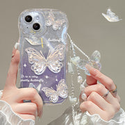 スマホケース スマホカバー レディース 女性 ハンドストラップ付き 蝶々 かわいい ゆめかわ キュート メルヘン おしゃれ 落下防止 iPhoneとの互換品