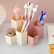 ペン立て 鉛筆立て ペンスタンド メガネ収納 机上収納用品 整理用品 文房具収納 ハニカムデザイン 3段階 六角形 コスメ収納 歯ブラシ立て 小物収納 おしゃれ かわいい インテリア雑貨