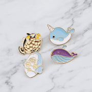 ピンバッチ レディース アクセサリー ファッション雑貨 ブラウス シャツ カジュアル ギフト プレゼント くじら サメ 魚 ユニーク