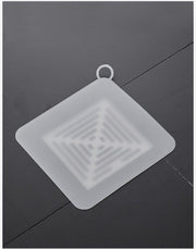 排水口カバー キッチン用品 蓋 ふた シンク 洗面所用品 浴室用具 カバー つまみ付き 四角 スクエア 半透明 お風呂 バスルーム 排水溝 床排水 つけ置き 掃除用品 掃除グッズ 防虫 防水 防塵 悪臭 シンプル グレー 灰色