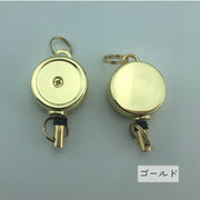 リールキーホルダー ハンドメイド用品 パーツ DIY 丸型 2重リング付き 材料 素材 資材 手芸 ゴールドカラー シルバーカラー ブラック シンプル