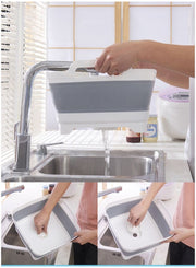 折りたたみ洗い桶 たらい 桶 洗面器 水回り用品 キッチン用品 コンパクト 持ち運び 吊るせる 畳める お風呂 洗濯 掃除 バスルーム ソフト 収納力 便利 グレー ブルー
