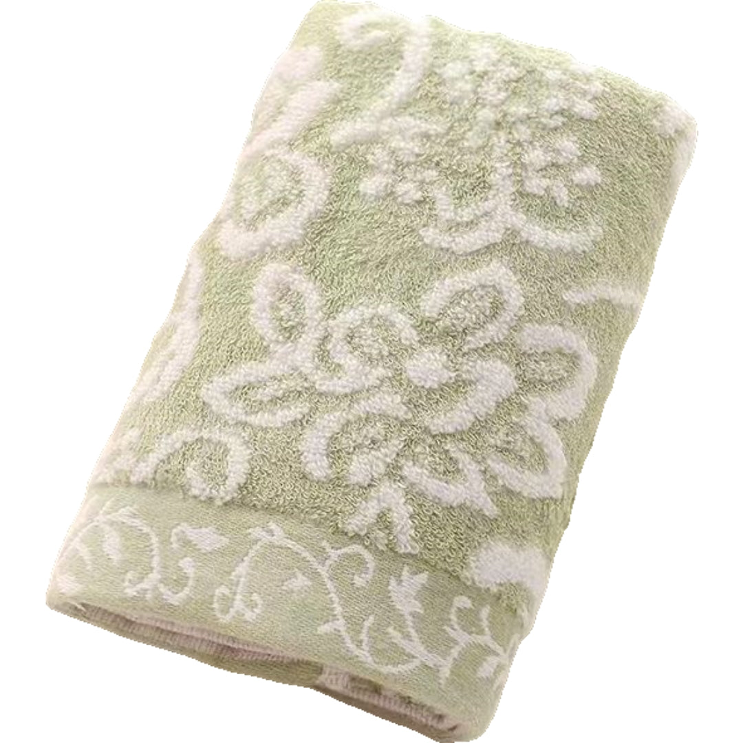 フェイスタオル タオル 34×74cm バス用品 花柄 もこもこ グリーン バリエーション画像