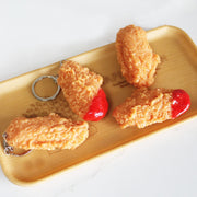 キーホルダー 食品サンプルキーホルダー メンズ レディース おもしろい フライドチキン 手羽先 チキンポップ フライドポテト ナゲット ケチャップ付き