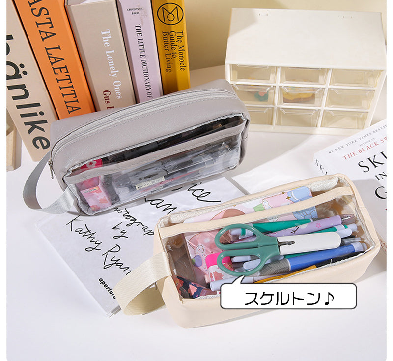 ペンケース 筆箱 筆入れ ペンポーチ 小物入れ クリア 商品画像3