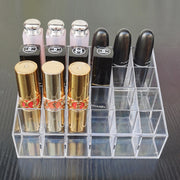リップスタンド リップホルダー コスメスタンド メイクボックス コスメ収納 口紅 化粧品 卓上 24本収納 24マス 仕切り スクエア クリア 透明 無地 シンプル