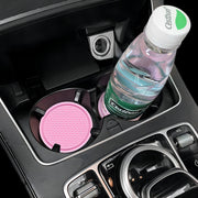 車用コースター 2枚セット カップホルダー デコレーション カー用品 カップマット 車用アクセサリー ドリンクマット 凹凸 ソフト やわらかい 厚手 丸 サークル 水滴対策 汚れ防止 単色 カジュアル かわいい かっこいい おしゃれ カスタマイズ