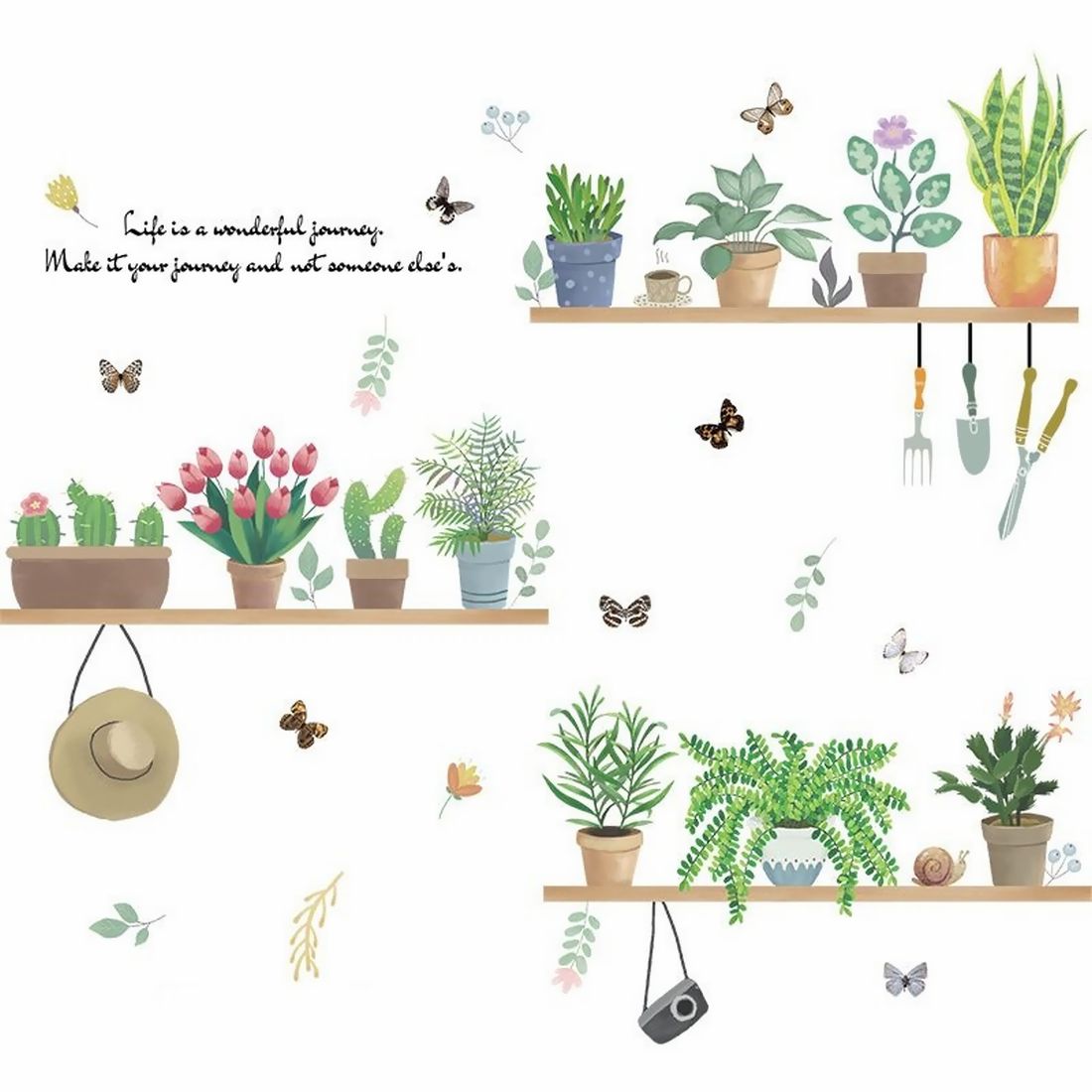 ウォールステッカー 壁紙 インテリア リビング 寝室 ベッドルーム 植物柄 サボテン 多肉植物 花 シール 賃貸 簡単 跡にならない かわいい おしゃれ 定番