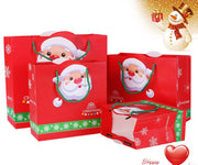 紙袋 3枚セット 手提げ袋 ギフト用袋 誕生日 記念日 プレゼント ギフトクリスマス サンタ トナカイ レッド