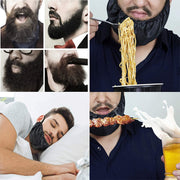 あご髭マスク あご髭カバー メンズ 男性 あごひげプロテクター 食事 睡眠 就寝時着用 ブラック 黒色 携帯 持ち運び便利 旅行