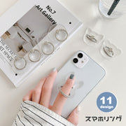 スマホリング ホールドリング スマホスタンド リングホルダー 落下防止 指輪型 360度回転 透明 クリア ラインストーン スマホアクセサリー かわいい おしゃれ