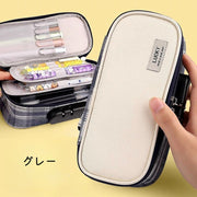 ペンケース 筆箱 ふでばこ 筆入れ 鍵付き ロック付き 大容量 文房具 文具 ステーショナリー 単色 無地 チェック シンプル 学校 入学グッズ