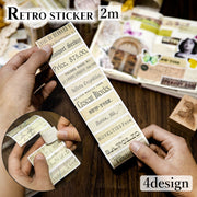 ロール レトロ 英字 シール ラベル 紙シール ラッピング スクラップブッキング 50mm×2m デコレーション ヴィンテージ アンティーク DIY用品 スクラップブック おしゃれ マスキングテープ マステ