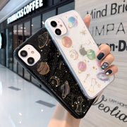 iPhoneケース スマホケース 背面保護 傷防止 汚れ防止 宇宙 惑星 月 星 ラメ クリアカラー お洒落 iPhoneカバー スマホカバー スマートフォンケース アイフォンケース プチギフト 贈り物