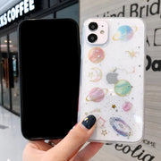 iPhoneケース スマホケース 背面保護 傷防止 汚れ防止 宇宙 惑星 月 星 ラメ クリアカラー お洒落 iPhoneカバー スマホカバー スマートフォンケース アイフォンケース プチギフト 贈り物