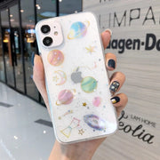 iPhoneケース スマホケース 背面保護 傷防止 汚れ防止 宇宙 惑星 月 星 ラメ クリアカラー お洒落 iPhoneカバー スマホカバー スマートフォンケース アイフォンケース プチギフト 贈り物