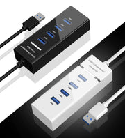 USBハブ USB2.0 3.0 HUB 30cmケーブル 4ポート 高速 データ転送 リチウム 充電器 USBコンセントパソコン ノートパソコン ノートPC 周辺機器 Windows Mac対応 ブラック ホワイト 黒 白