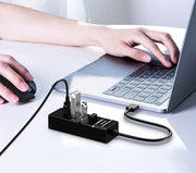 USBハブ USB2.0 3.0 HUB 30cmケーブル 4ポート 高速 データ転送 リチウム 充電器 USBコンセントパソコン ノートパソコン ノートPC 周辺機器 Windows Mac対応 ブラック ホワイト 黒 白