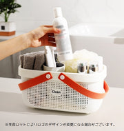 お風呂バスケット シャワーバスケット カゴ かご 小物入れ 浴室 収納 バスルーム 持ち手付き 水切り穴 持ち運び シャンプー リンス 化粧品