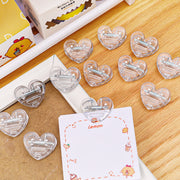 クリップ 5個セット 文房具 透明 クリア ハート型 メモクリップ おしゃれ かわいい 書類 プリント 書類整理 事務用品 オフィス デスク回り キッチンクリップ 袋止め ふくろどめ