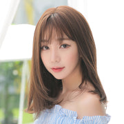フルウィッグ かつら 全頭かつら ヘアネット付き キャップネット付き ヘアウィッグ ミディアム 前髪あり ストレート 毛先カール 内巻き レディース 女性 ヘアアクセサリー ナチュラル おしゃれ かわいい ガーリー イメチェン イメージチェンジ 茶髪 黒 こげ茶